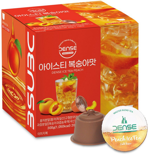 덴스 돌체구스토 호환 캡슐 아이스티 복숭아맛, 1개, 15개입, 20g
