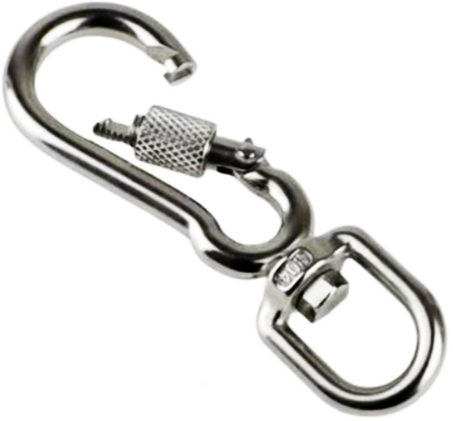 스텐 카라비너 360도 회전 개고리 스텐 후크 잠금 고리, 1개, 실버