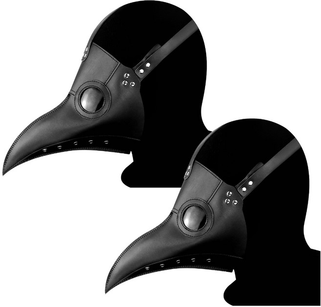 다크니스 흑사병 까마귀 코스프레 가면, 2개, 블랙