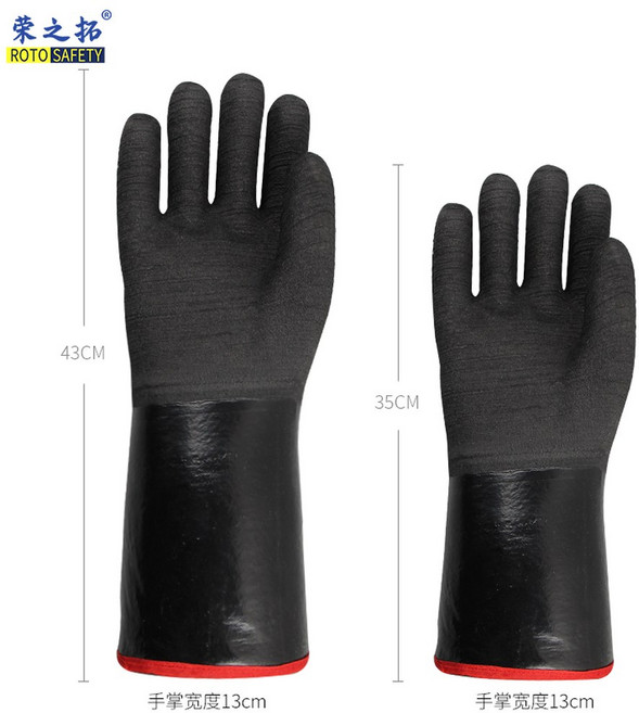화상방지장갑 고온 주방 방열 네오프렌 방화 500도 내열장갑 35CM 보호, 35CM레드PVC, 1개