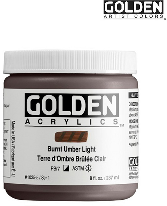 골든 아크릴물감 헤비바디 237ml S1 Burnt Umber Light