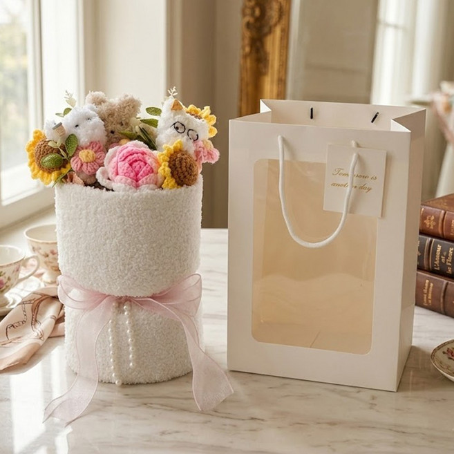 아크디 졸업식 입학식 학예회 인형 꽃다발, 1개, 핑크