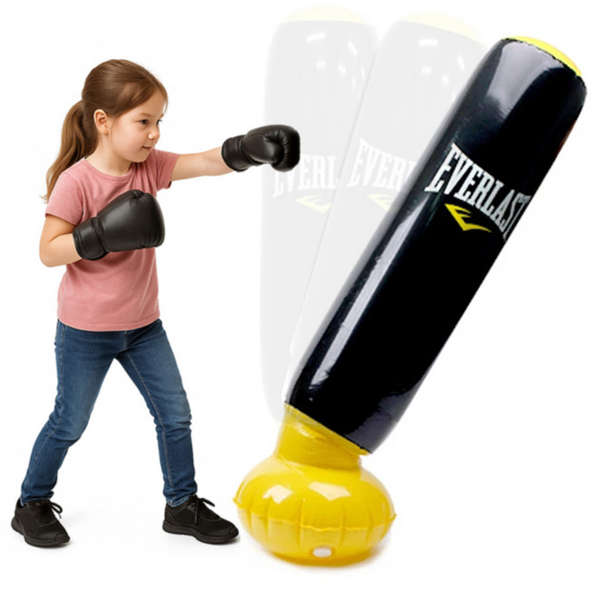 에버라스트 오뚜기 에어 튜브 안전 펀칭백 120cm, 1세트, 옐로우+블랙