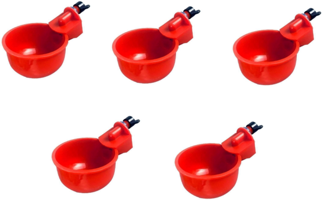 닭급수기 자동 급수컵 닭물통 병아리물통 모이통 닭사료통.닙플 5개 레드