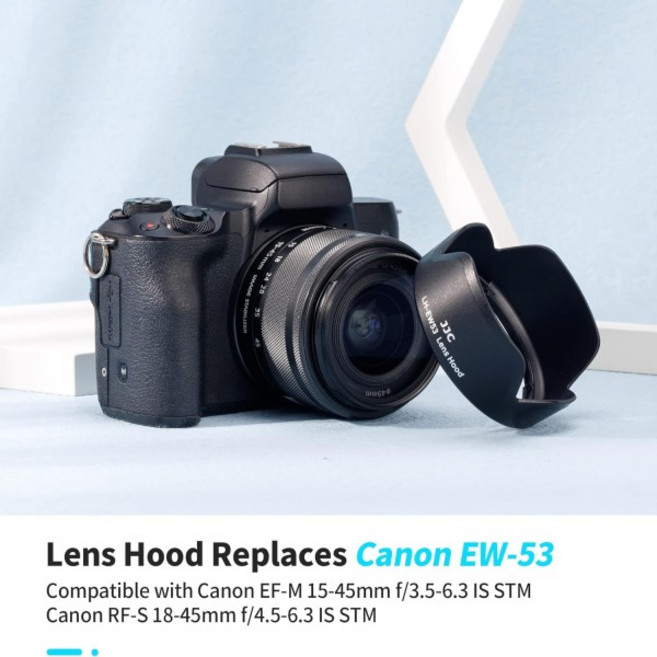 EF-M JJC 카메라 렌즈 후드 쉐이드 캐논 호환 EOS M50 마크 II M5 M50 M6 마크 II M200 M100 M10 용 STM 렌, 1개