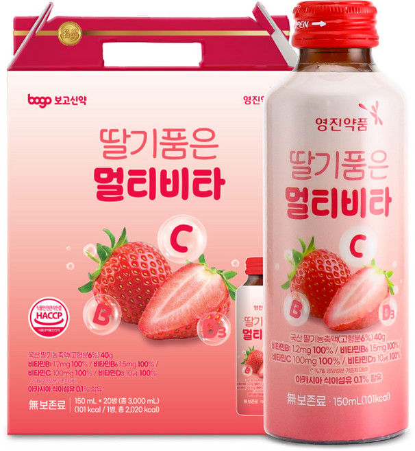 영진약품 딸기품은 멀티비타 비타민C 비타민B 액상 비타민 데일리 건강 음료 선물용, 20개, 150ml