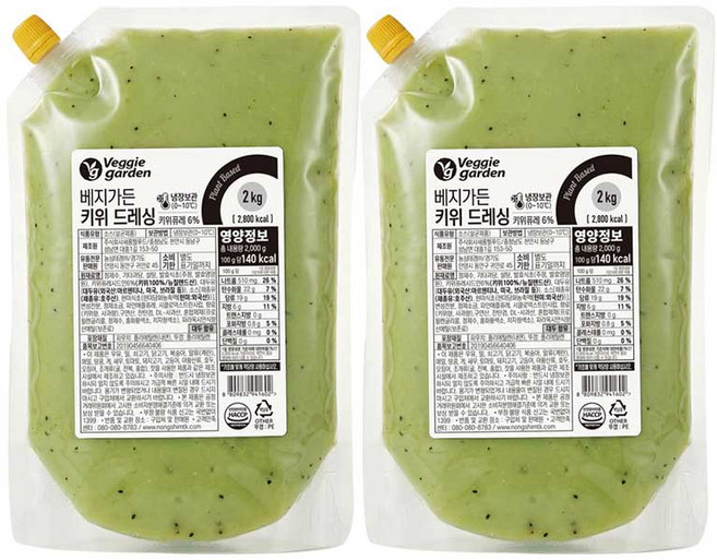 베지가든 키위드레싱 2kg (식물성), 2개