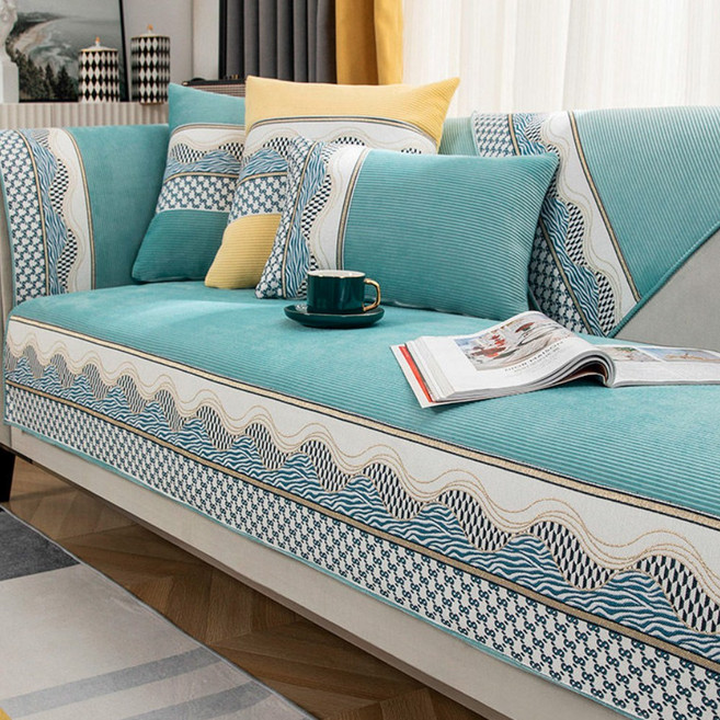 프리미엄 소파패드 극세사 3인용 4인용 쇼파커버, 그린, 1개