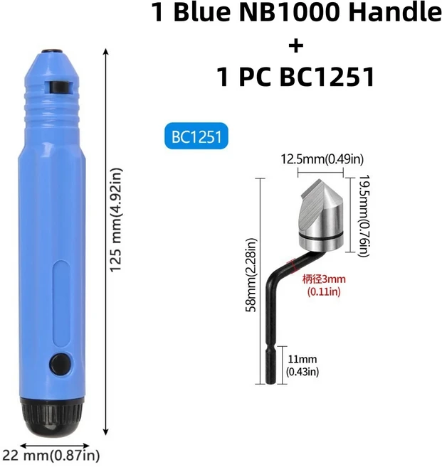 금속 디버링 도구 키트 핸드 툴 미끄럼 방지 핸들 목재 플라스틱 용 10pcs 날카로운 블레이드 포함, 21 NB1000 X BC1251