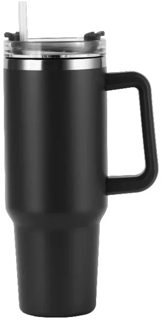 손잡이가 있는 40온스 스테인레스 스틸 절연 물병 마시는 컵은 여름 야외용 뚜껑 밀짚 머그잔으로 차가운, [01] 1200ml, 02 Black