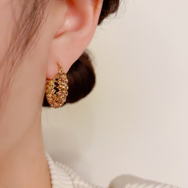 Ramlove 18K 도금 보라빛 물결 여성 패션 귀걸이 HZB-SS044