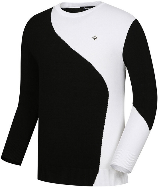 레노마골프 공식 남성 컬러블럭형 물결포인트 라운드넥 니트 RMSRL1205-199