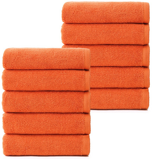 애슐리모던 먼지없는 국산 호텔세면수건 30수 150g, 10개, 선셋오렌지