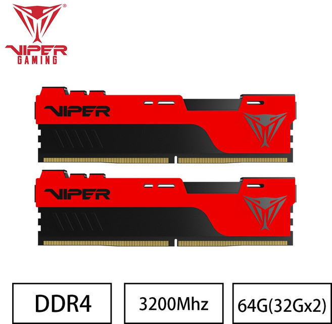 VIPER ELITE II DDR4 3200MHz 64GB (32GBx2) 桌上型記憶體, PVE2464G320C8K, 1個