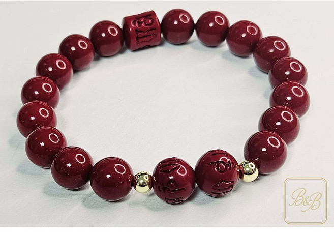 자비의 육자진언과 자금사의 붉은 기운이 깃든 팔찌 삼재를 막는 강력한 액막이 원석 팔찌 쌍금볼로 고급스러운 팔찌