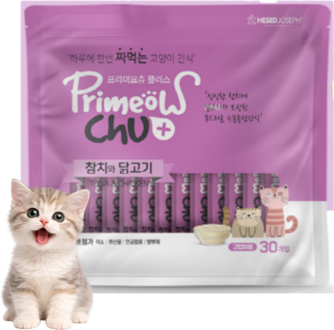 프리미요츄 플러스 고양이 짜먹는간식 대용량 30P, 1개, 300g, 참치 + 닭고기 혼합맛
