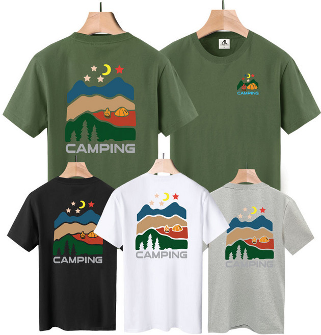 엠블룩 프리미엄 반팔티 캠핑밤공기 남성 여성 빅사이즈 프린팅 단체 커플룩