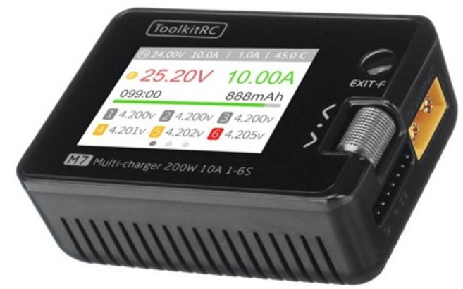 ToolkitRC M7 200W 10A DC 밸런스 충전기 방전기 1-6S Lipo 배터리 전압 서보 검사기 ESC 테스터 수신기 Si 포함, 01 빠른, 1개