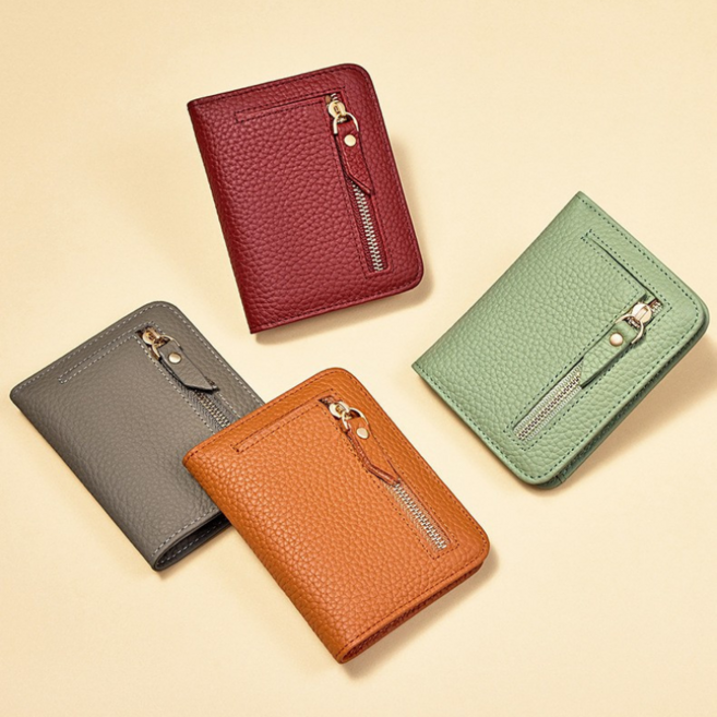 여성 심플 슬림 소가죽 반지갑 N-9017