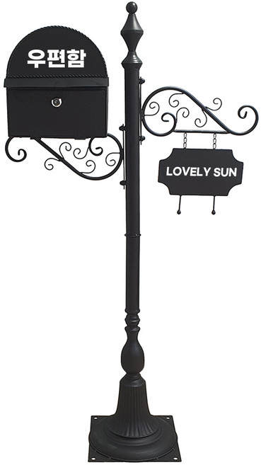 러블리썬 [러블리썬] 유럽풍 빈티지 스탠드형 우체통 야외용 인테리어 고급 철제 우편함, 빈티지우편함문구 - POST