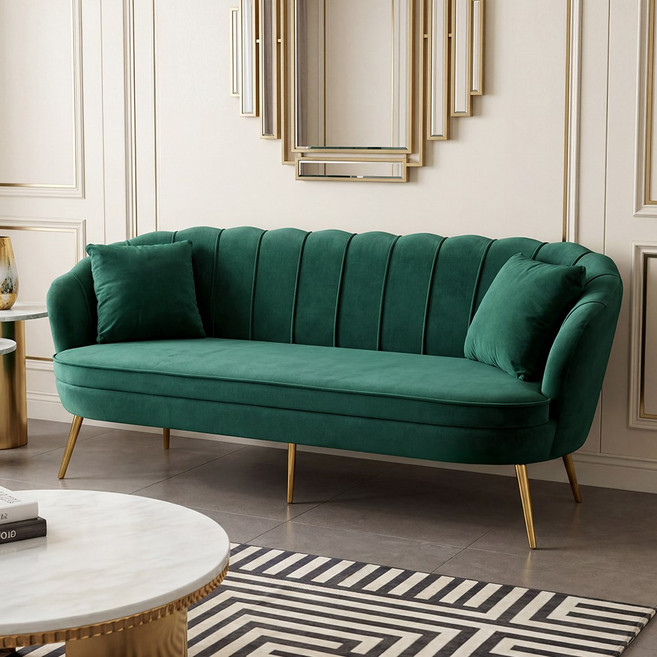 릴리 3인 소파 북유럽 패브릭 모던 벨벳 골드 쇼파, 딥블루