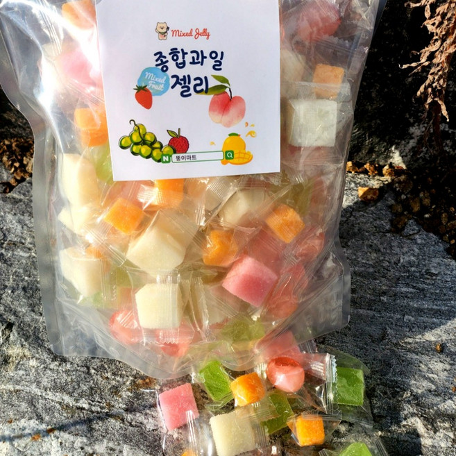 뚱이마트 종합과일젤리 대용량 과일젤리 1kg 리치/샤인머스켓/포도/딸기/망고젤리, 3개
