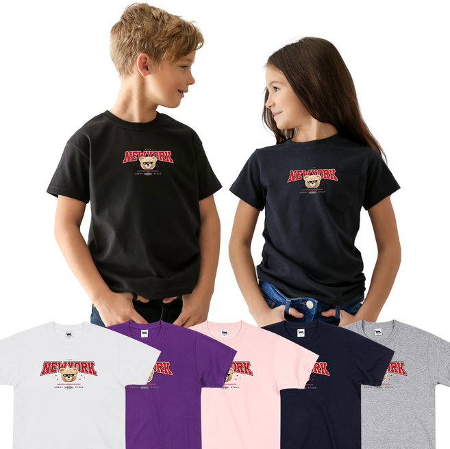 꼬마별 시티베어 20수 면 키즈 반팔 티셔츠 여아 남아 반팔티 아동 주니어 라운드 아동용