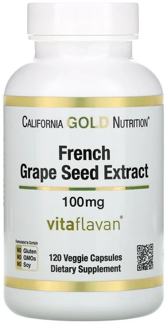 캘리포니아골드뉴트리션 포도씨추출물 폴리페놀 100mg 120캡슐x2통 Grape Seed, 120정, 1개 - 쿠팡