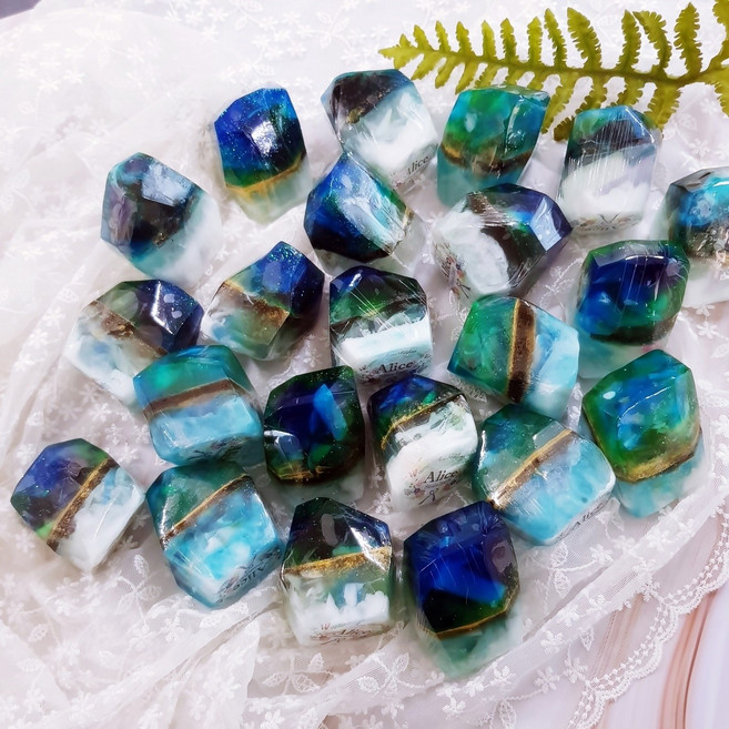 에메랄드보석비누 탄생석비누 Emerald 에메랄드비누 5월탄생석비누 원석비누 수제비누 핸드메이드솝, 비누홀더1+에메랄드비누1