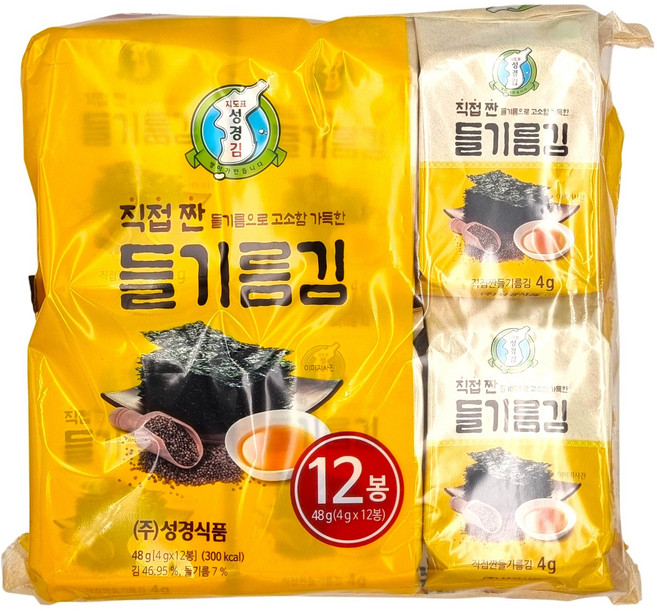 지도표 성경 직접 짠 들기름 도시락 김 (4g*12봉), 48g, 1개