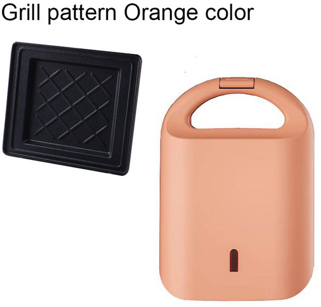 미니 가벼운 빵 샌드위치 메이커 와플 머핀 아침 식사 기계 계란 오믈렛 팬 압력 토스터 그릴 파니니 오븐 히터, Grill plate Orange