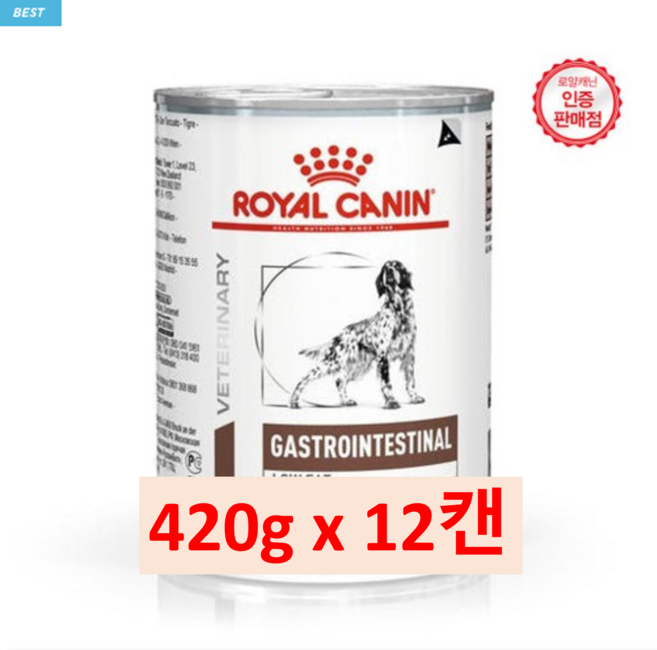 로얄캐닌 독 가스트로인테스티널 로우펫 캔 420g X 12캔 세트, 1개, 닭+오리