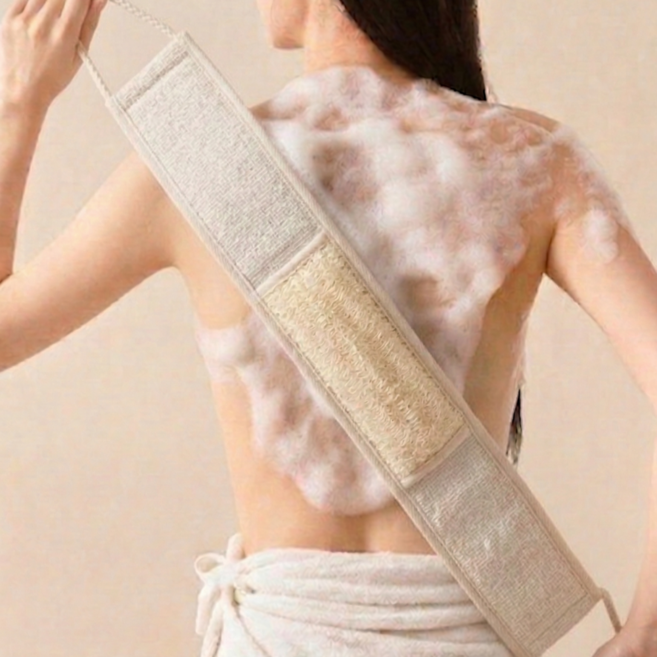 개운한 천연 수세미 끈 손잡이 샤워타올, 1개, 1개입, 화이트