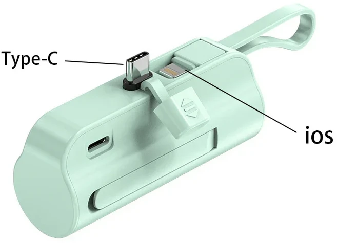 Xiaomi 5000mAh 미니 보조베터리 휴대용 25W 배터리 iPhone에 적합 Samsung 내장 Type-C 번개 플러그, 03 Green Type-C