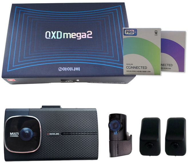 아이나비 QXD MEGA2 4채널+커넥티드 프로플러스 패키지 / 출장장착 추가가능, 블랙+프로플러스+자가장착, 64GB