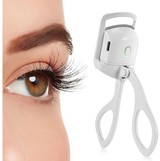 카토 충전식 히팅 뷰러 속눈썹 컬링 고데기, 화이트