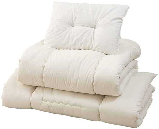 이모오 공간 절약 일본 이불 세트(퓨톤 매트리스 & 베개) 컴팩트 트윈 일본산 접이식 바닥 침낭 매트리스 시키부톤 다다미 매트 캠프 게스트용, 전통적, Compact-Twin (Mattress, Comfor