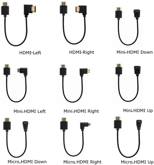 휴대용 슈퍼 소프트 마이크로 HDMI 호환 및 미니 2.0 수 얇은 짧은 케이블 15cm OD3.0 mm HD 2K 4K @ 60h, Micro HDMI, Right Angle, 1개