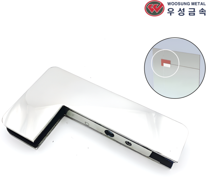 우성 상부 ㄱ형 가네모 실버 유광 무광 좌우구분 강화도어 유리문 도어 힌지 경첩 꺽쇠, 좌 타입, 헤어라인(무광), 1개