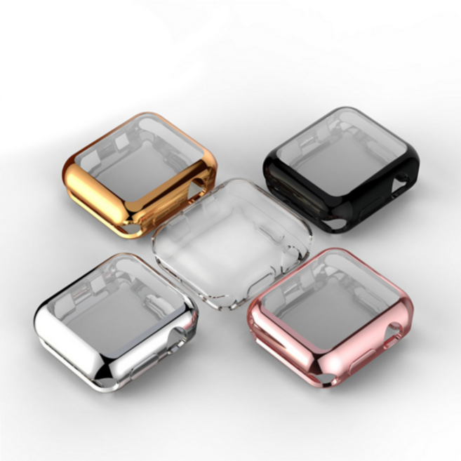 애플워치호환 6 5 4 3 SE 세대 TPU 투명 풀커버 케이스, 애플워치 4/5/6/SE(44mm) - 실버, 1개