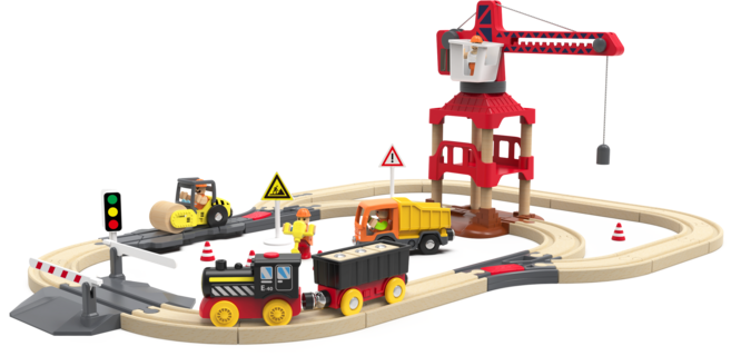 미카포트 유아 전동 원목 기차 장난감 기차놀이세트, 미카포트 철도건설 전동기차세트, 1개