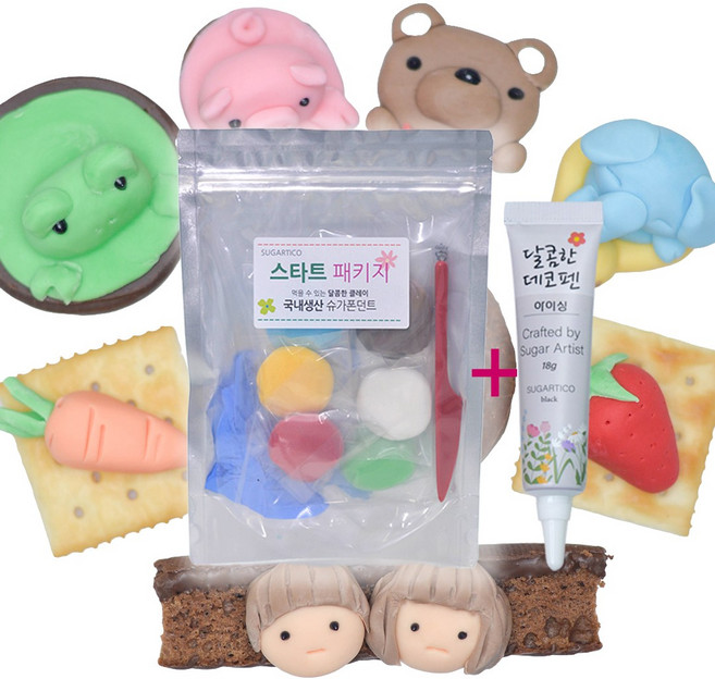 슈가티코 슈가크래프트 입문 스타트팩 145g 1세트 슈가폰던트 만들기 키트 먹는클레이 [원산지:국산]