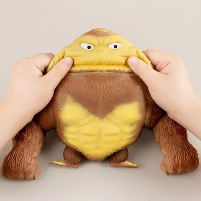 1+1 빌리네집15cm 고릴라 말랑이 스트레스볼 해소 인형 쭉쭉이 줘패인형, 갈색, 1세트, 15cm