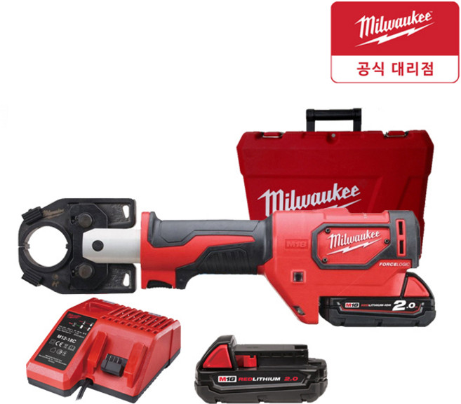 밀워키 M18 HCCT-202C 18V 유압 압착기 6톤 2Ah 2팩 세트, 1개