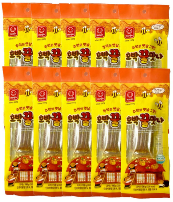 한진식품 호박꿀맛나 쫀드기, 100g, 10개