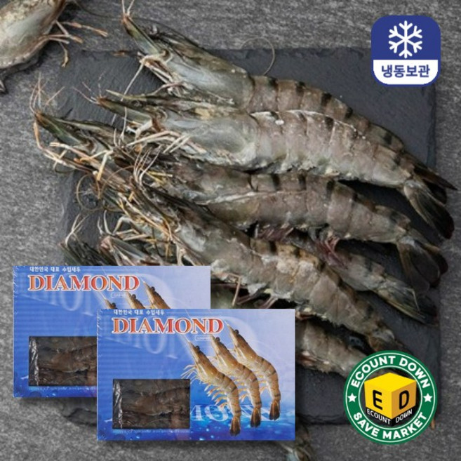 다이아몬드 블랙타이거새우 대하 10미 (1+1), 2개, 500g