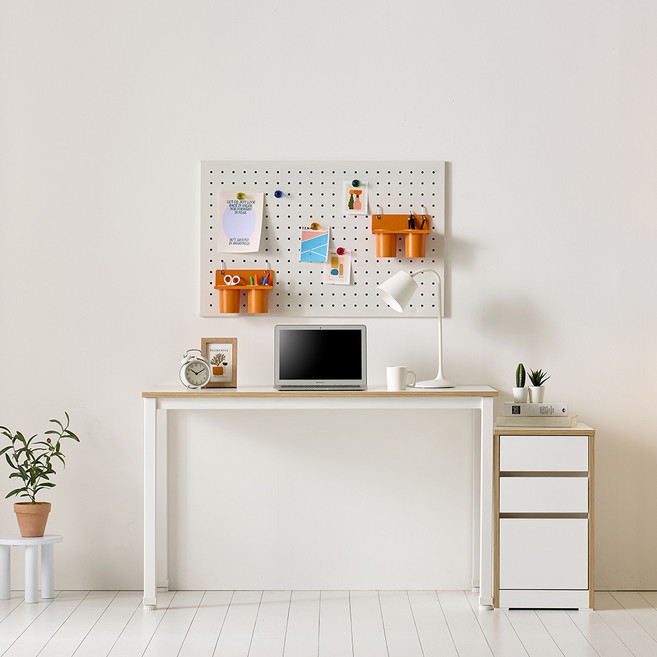 데스크 사무용 철제 일자 책상 1200, 화이트/화이트