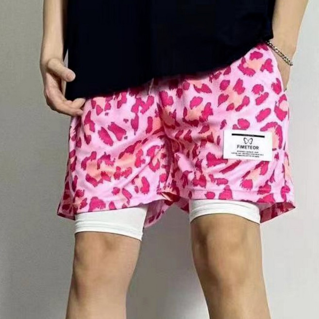 美式短褲 假兩件寬鬆短褲 籃球訓練褲 【M-3XL】 四分褲 夏季 男生運動褲 口袋籃