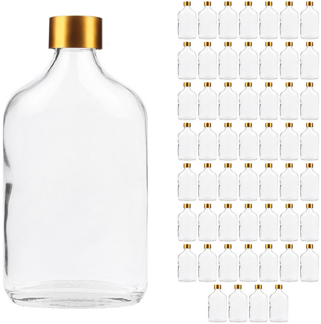 공병상회 납작병 유리병 1박스 + 원형캡/골드, 54개, 250ml