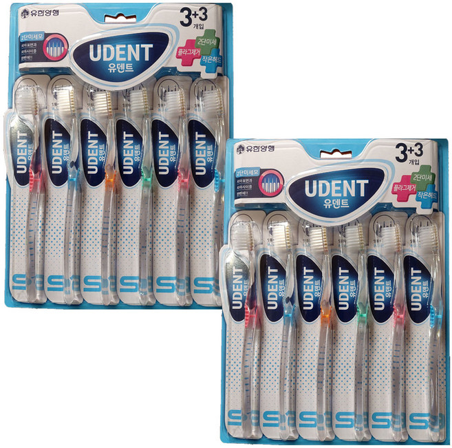 유한 덴탈케어 유덴트 센스티브 9 칫솔(3+3) 2개, 6개입